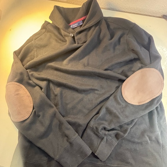 Daniel Cremieux Black Turtleneck Sweater with Brown Elbow Patches - Picture 1 of 7